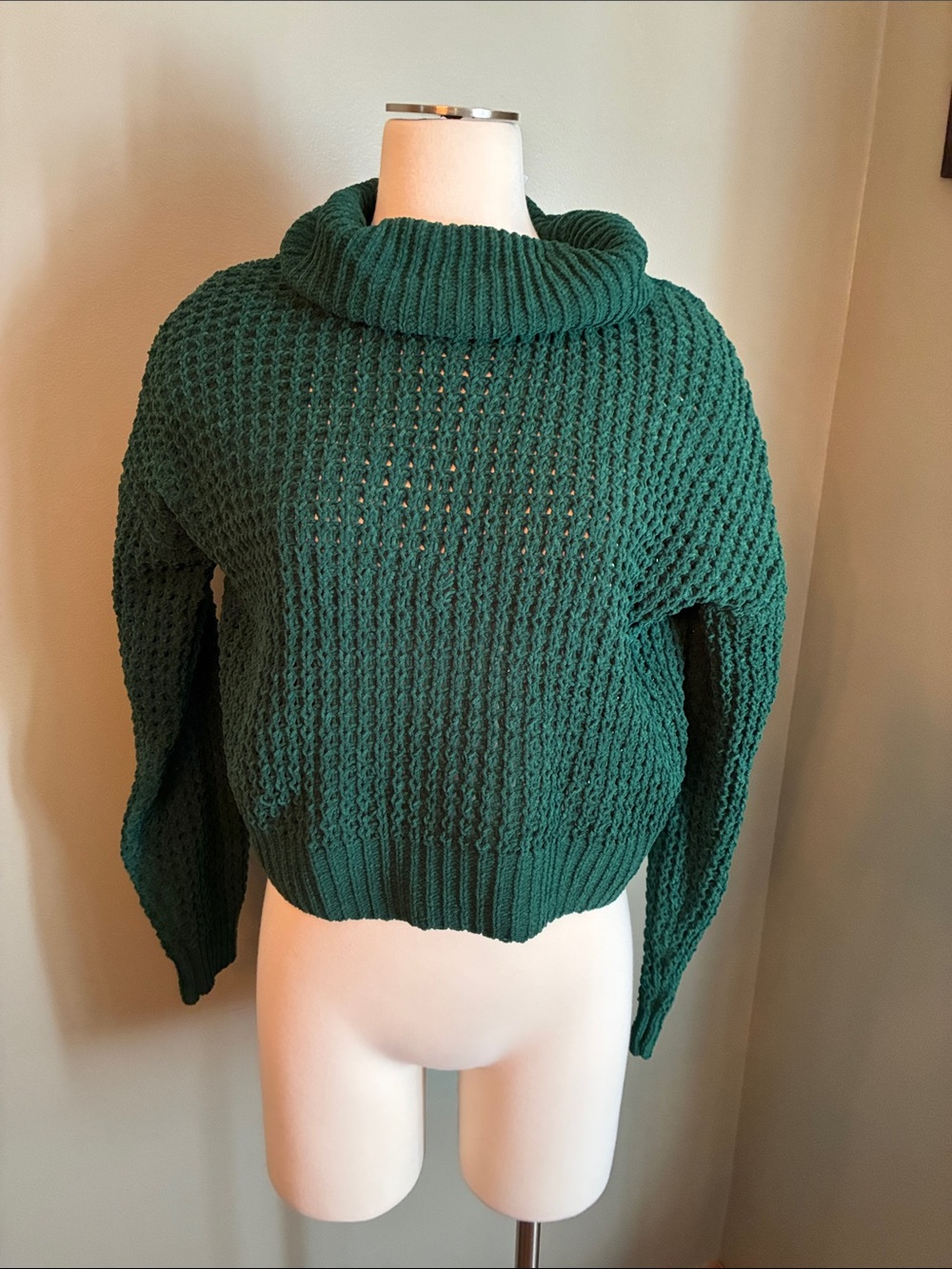True Craft Emerald Green Chunky Cowl Neck Sweater